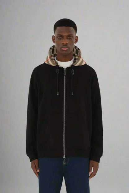 Check Printed Zip Hoodie