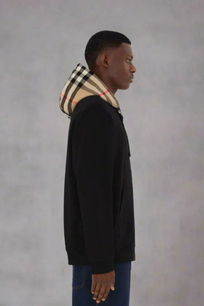 Check Printed Zip Hoodie