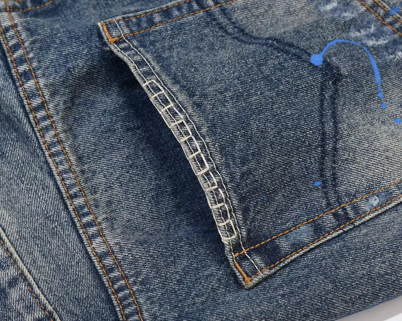 Washed Paint Splatter Flared Jeans