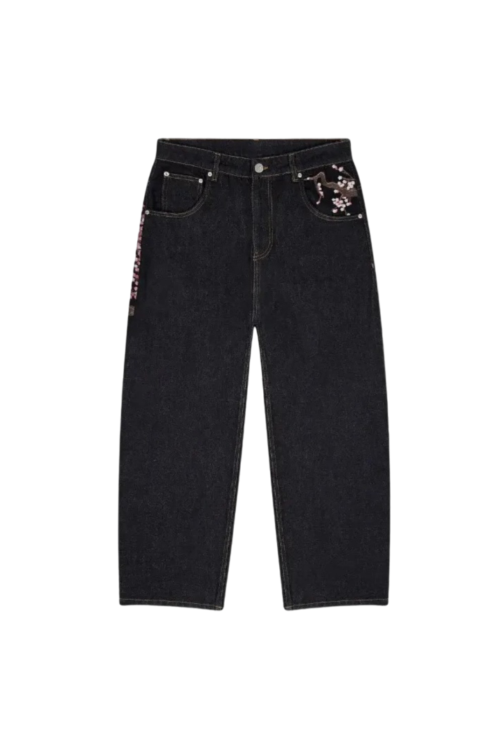 Sakura Embroidery Baggy Pants