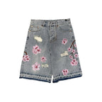 Flower Denim Shorts