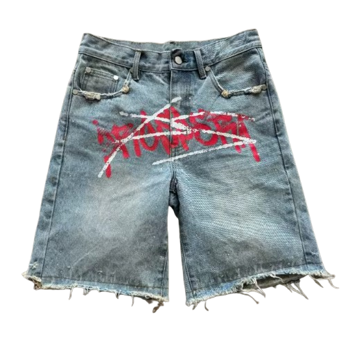 Crossed Chaos Denim Shorts