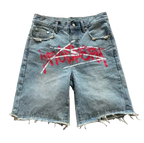 Crossed Chaos Denim Shorts