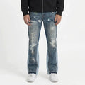 Washed Paint Splatter Flared Jeans